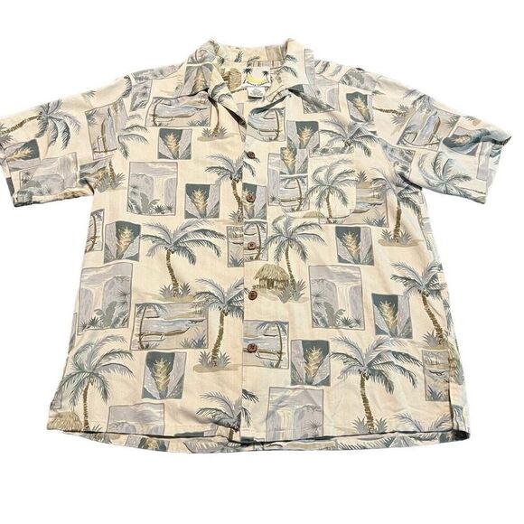 BANANA CABANA Men’s 100% Silk Hawaiian Shirt Size M - Picture 1 of 7